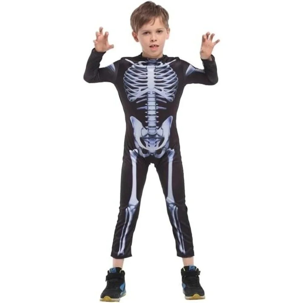 WILLHEYO YOUTH SKELETON‎ BODYSUIT HALLOWEEN COSTUME Size 7-9 Years BRAND NEW
